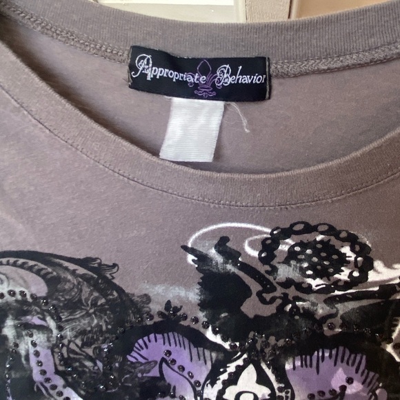 Cute Appropriate Behavior T-shirt Glittery Embellishments Floral Wings Hearts S - Picture 3 of 6